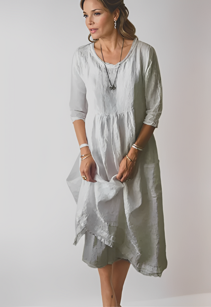 Hazel - Lässiges und weites Kleid mit 3/4-Ärmeln für Damen