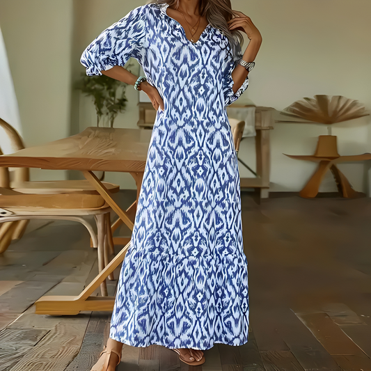 Zaynab - Elegantes Sommerkleid mit V-Ausschnitt für Damen